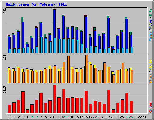 Daily usage for February 2021